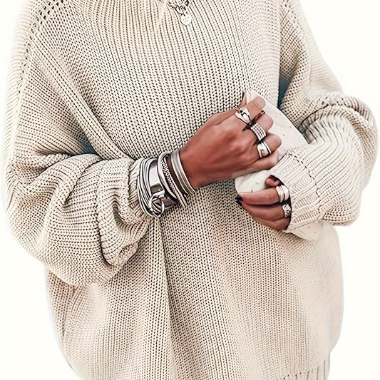  Solid Long Sleeve Casual Sweater