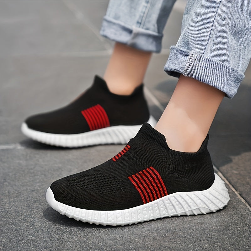 Boys' Striped Non Slip Walking Shoes Lightweight Soft Sole Socks for Outdoor