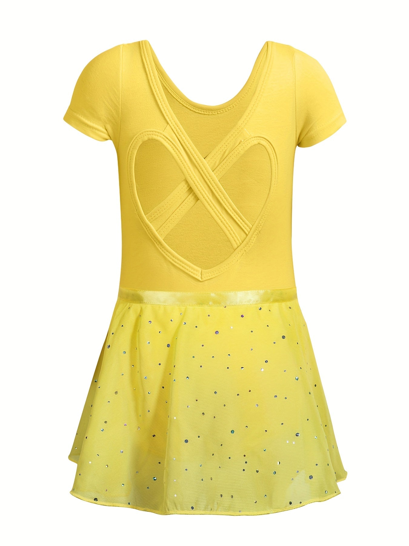 Girl's Ballet Leotards Sleeveless Dancing Suit With Sequin Exercise Skirt