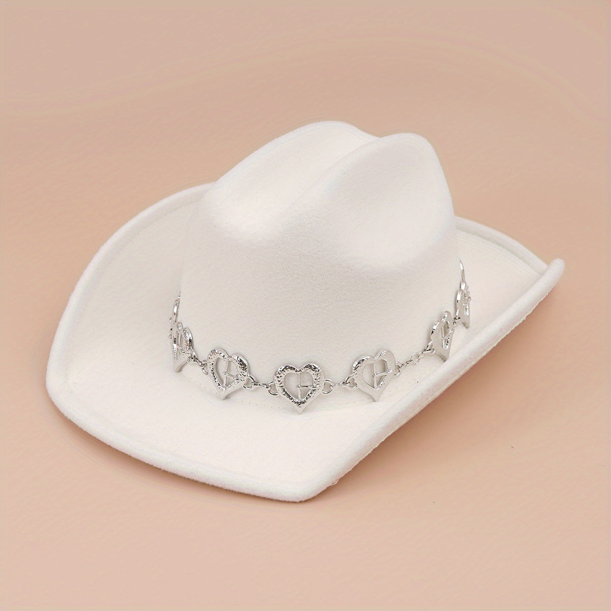 Fedora Cap Heart Chain Decor Western Cowboy Hat Warm Jazz Couple Felt Hats