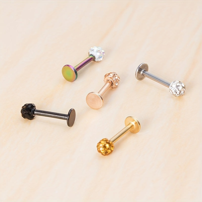 8mm Crystal Stud Lip Ring Rhinestones Cartilage Piercing Body Jewelry