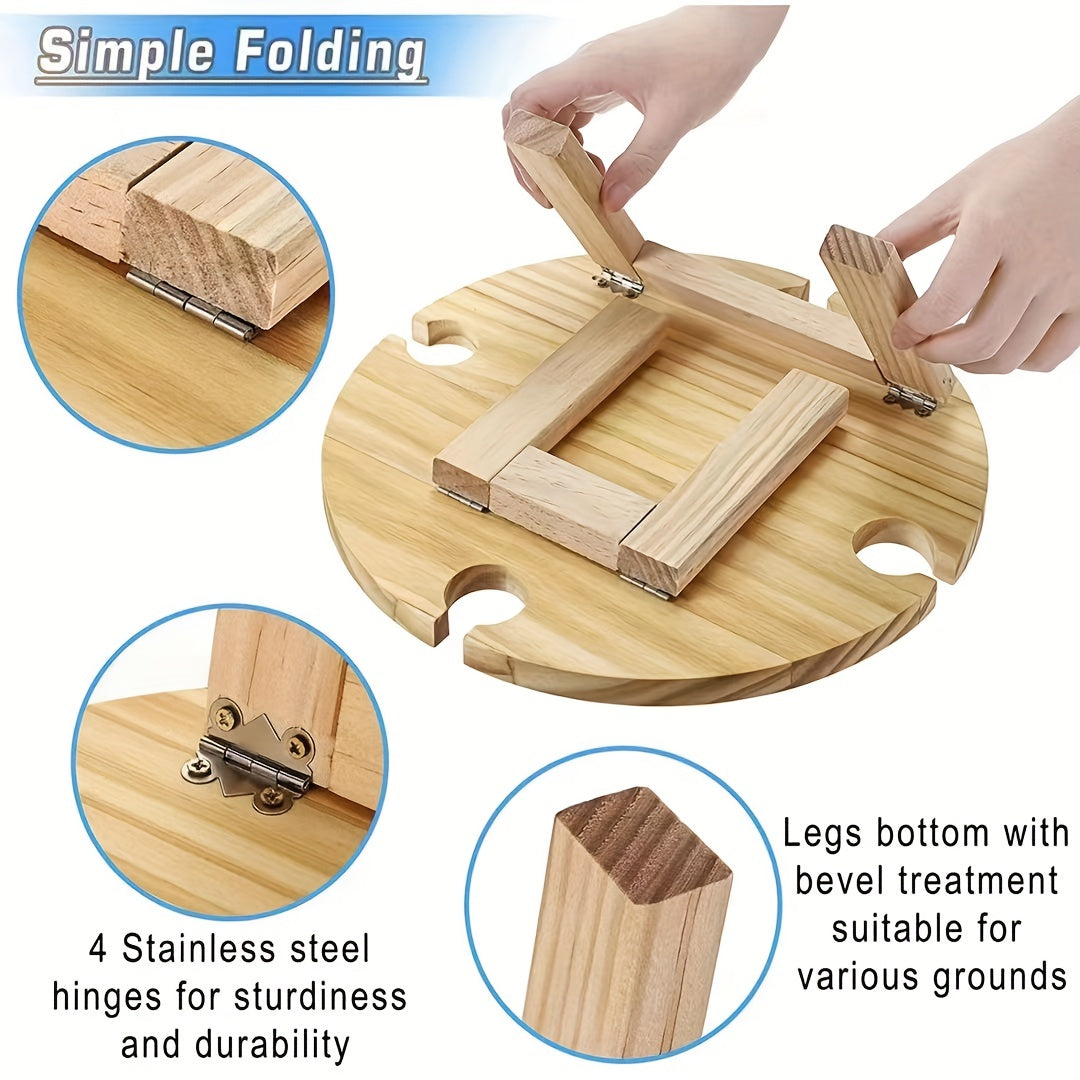 Portable Foldable Wine Table with Glass Holder for Camping
