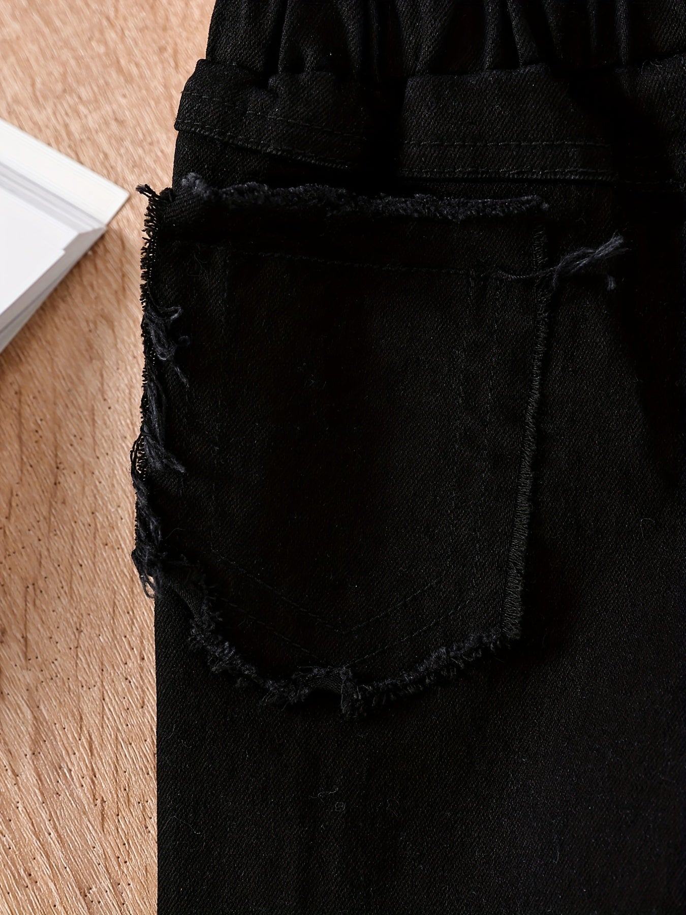 Raw Edge Elastic Denim Shorts Girls Clothes