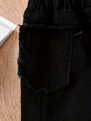 Raw Edge Elastic Denim Shorts Girls Clothes