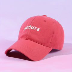 Red Baseball Cap Solid Cotton Dad Hats Lightweight Adjustable Sun Hat For Women