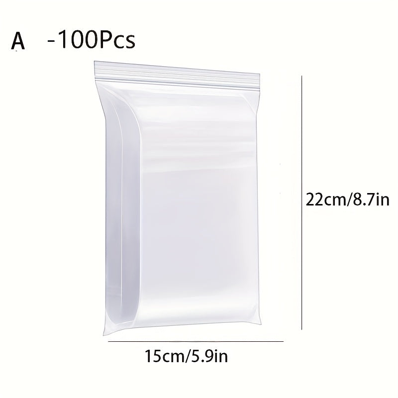 100pcs Clear Resealable Zip Lock Bags for Snacks Nuts Candy Food