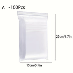 100pcs Clear Resealable Zip Lock Bags for Snacks Nuts Candy Food