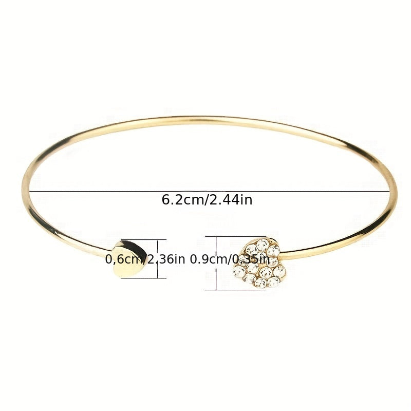 Full Drill Love Bracelet Double Peach Heart - Plated Heart Bracelet