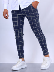 Slim Fit Plaid Slacks Men s Casual Vintage Style Slightly Stretch Dress Pants