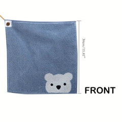 1pc Infant Cotton Towel Small Bear Pattern Towel 30cmX30cm Red Yellow