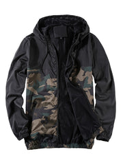 Camouflage Hooded Jackets Men's Casual Loose Fit Zip Up Jackets