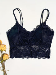 Floral Lace Wireless V Neck Cami Bra