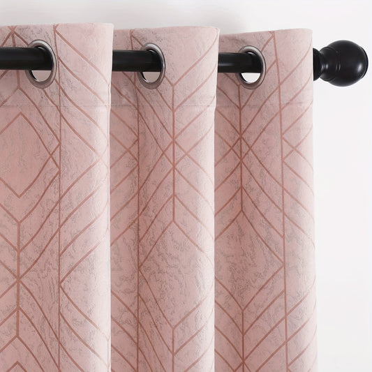 Velvet Curtains Grommet Top Thermal Insulated Soft Privacy Blackout Curtains