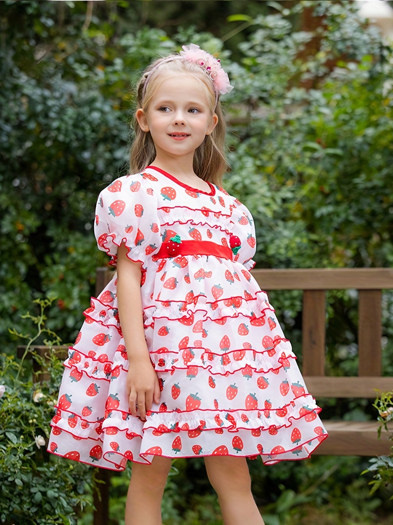 Girls Strawberry Princess Tutu Dress Party Beach Outfit