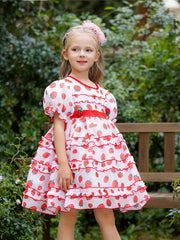Girls Strawberry Princess Tutu Dress Party Beach Outfit
