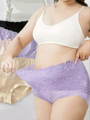 4 Pack Plus Size Lace High Waisted Comfort Panties Set
