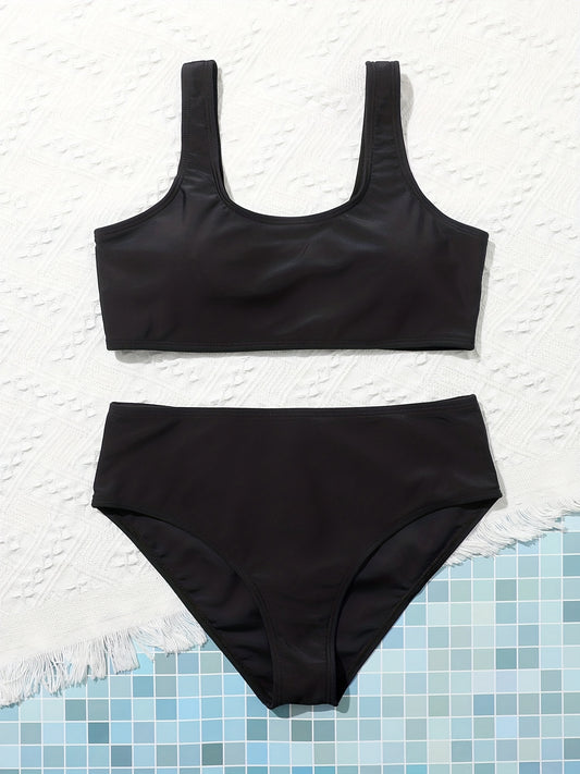 Girl's Bikini Set Tank Top & Briefs Swimsuit Quick Drying Stretchy Bathing Suit