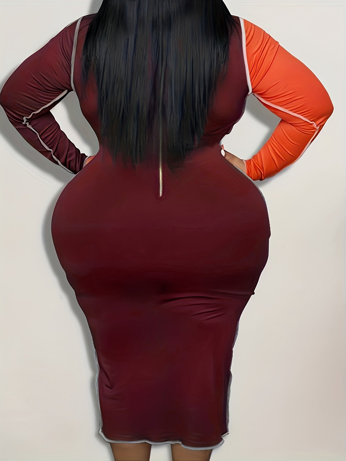  Colorblock Leopard Print Long Sleeve Dress