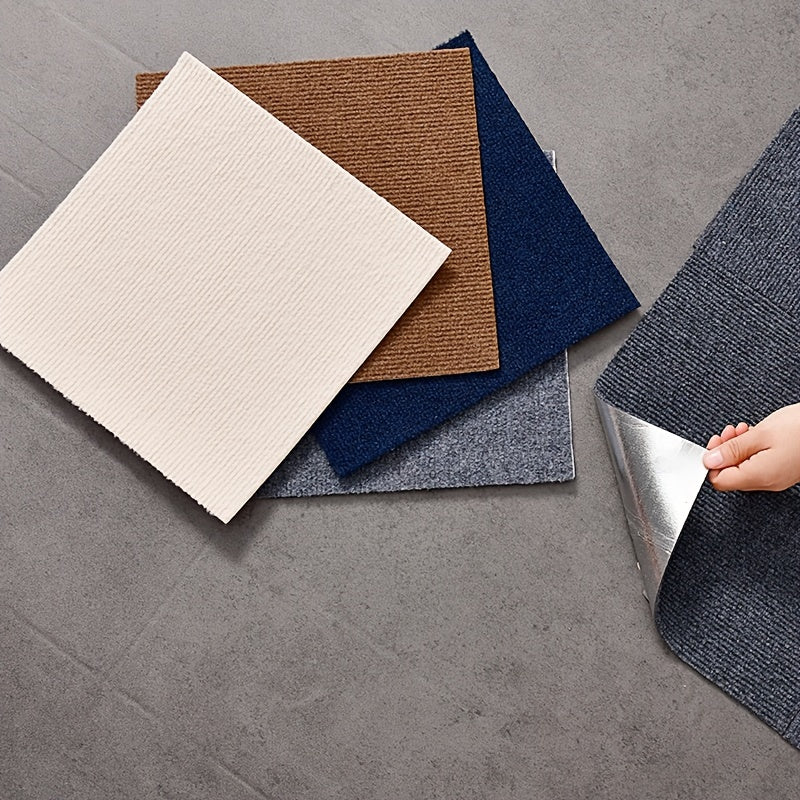 10pcs Adhesive Floor Mats Easy DIY Non Slip Soft Tiles Washable Indoor Office
