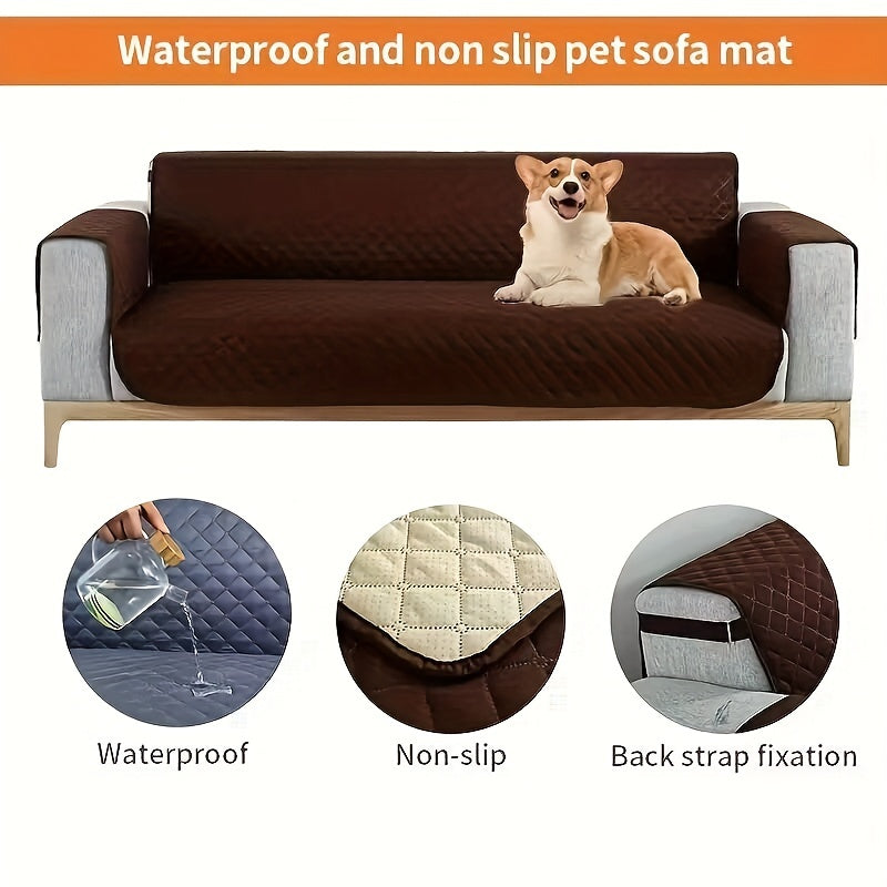 Quilted Sofa Slipcover Double Sided Fabric Pet Furniture Cover