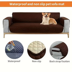 Quilted Sofa Slipcover Double Sided Fabric Pet Furniture Cover