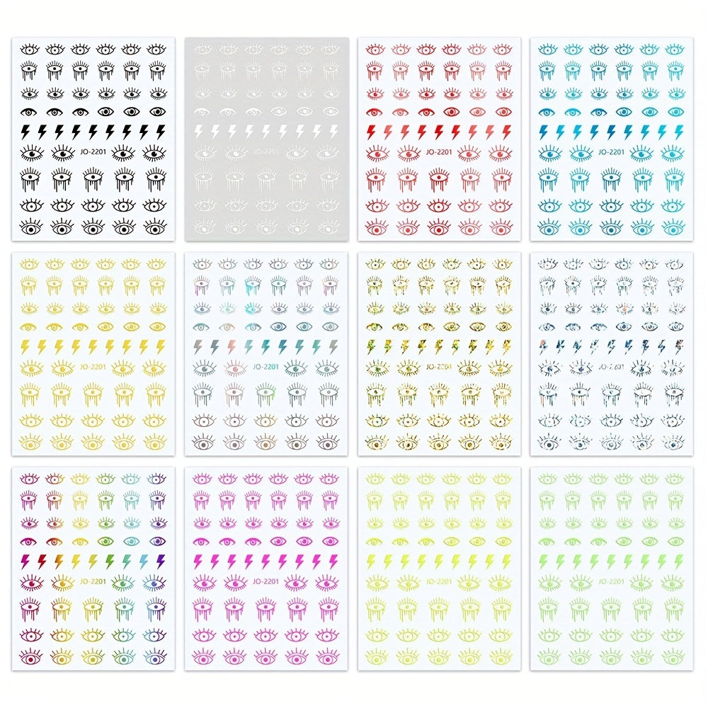 3D Evil Eye Nail Art Stickers Self Adhesive Decals for Manicure