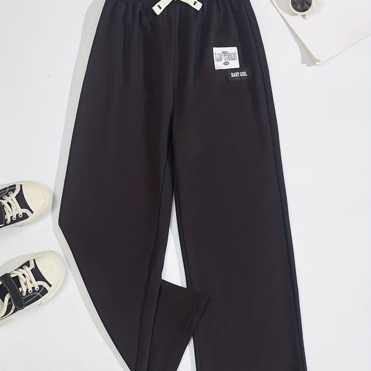 Kid Girls' Letter Tag Flare Leg Trousers for Sports Leisure