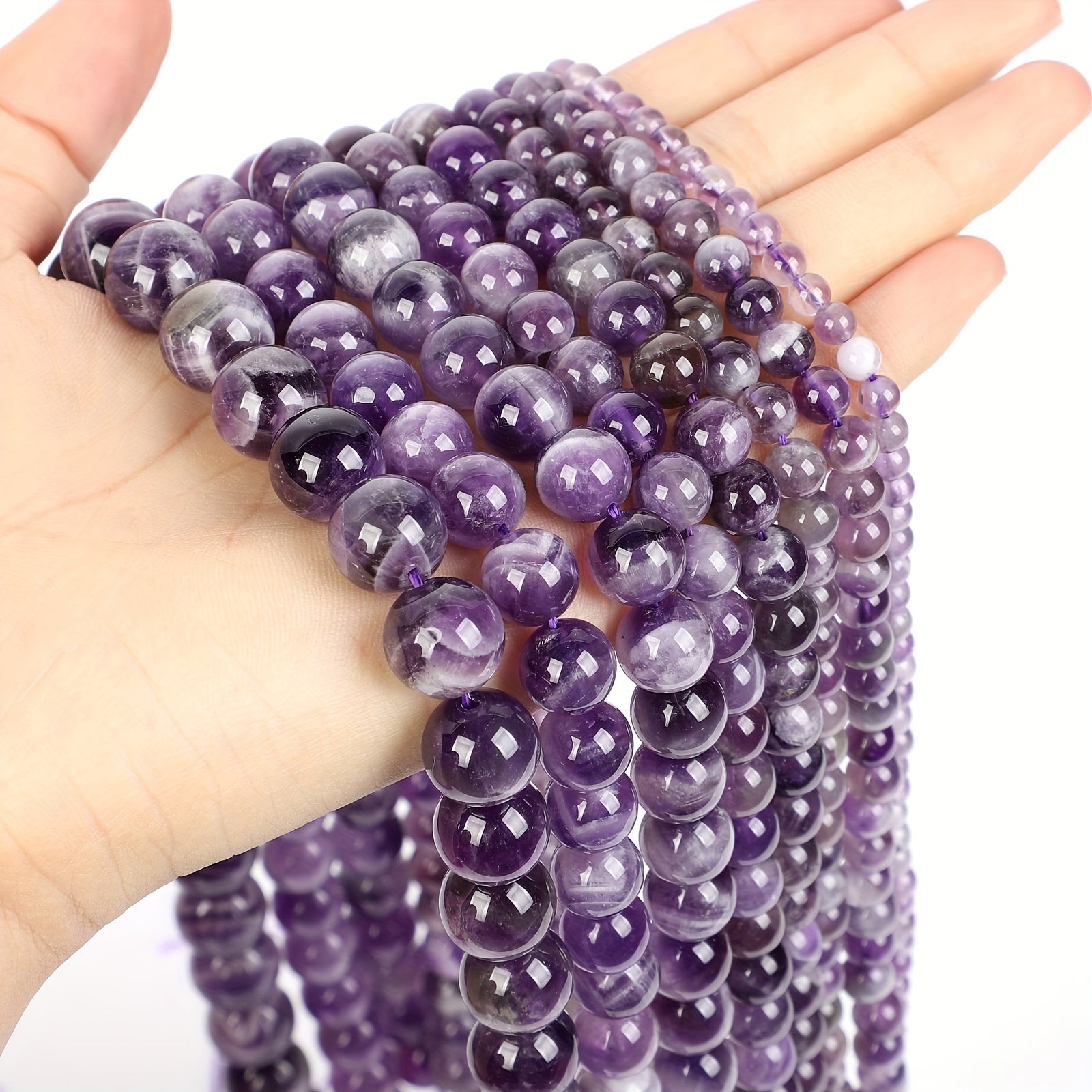 Fantasy Amethyst Agate Round Stone Beads