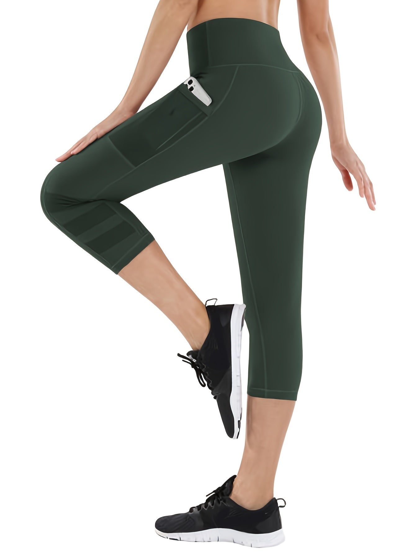 High Waist Cropped Leggings With Pocket