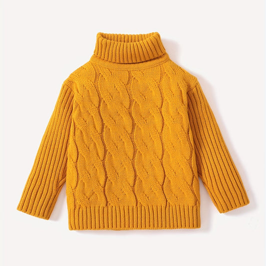 Boys Twisted Sweater Turtleneck Long Sleeve Stretch Warm Knit Pullover