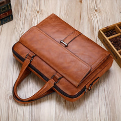 Retro Waterproof Briefcase With Handle & Strap Laptop Sleeve Bag