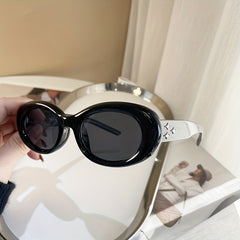 Oval Thick Frame Sunglasses Stars Decor Glasses