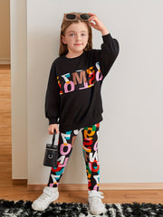 Girl's 2pcs Sweatshirt & Leggings Set Casual Outfits Kids Clothes