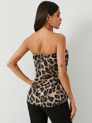 Leopard Print Off Shoulder Tube Top Sexy Summer Women's Clothing