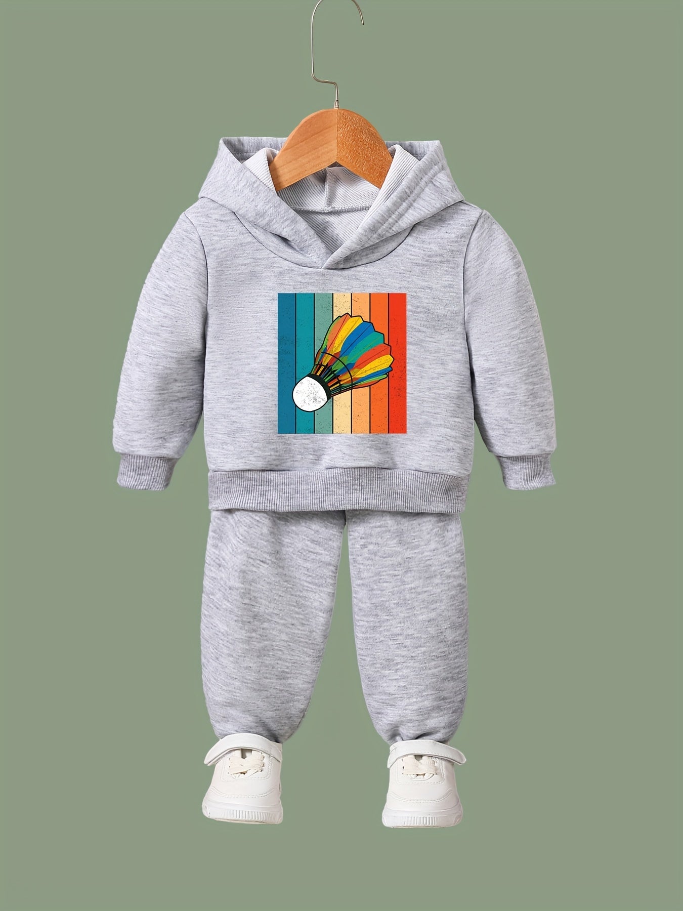 Badminton Print Girls Hoodies Jogger Set Sports Outfits