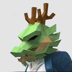 DIY Origami Paper Puzzle 3D Animal Dragon Headgear Paper Model Puzzle