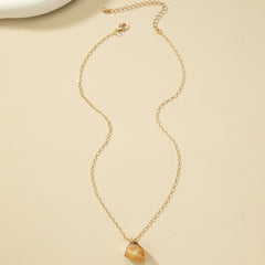 Irregular Crystal Stone Pendant Necklace 14k Plated Women's Necklace