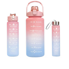 Gradient Straw Water Bottle 3 Pack Outdoor Fitness Cup School Travel