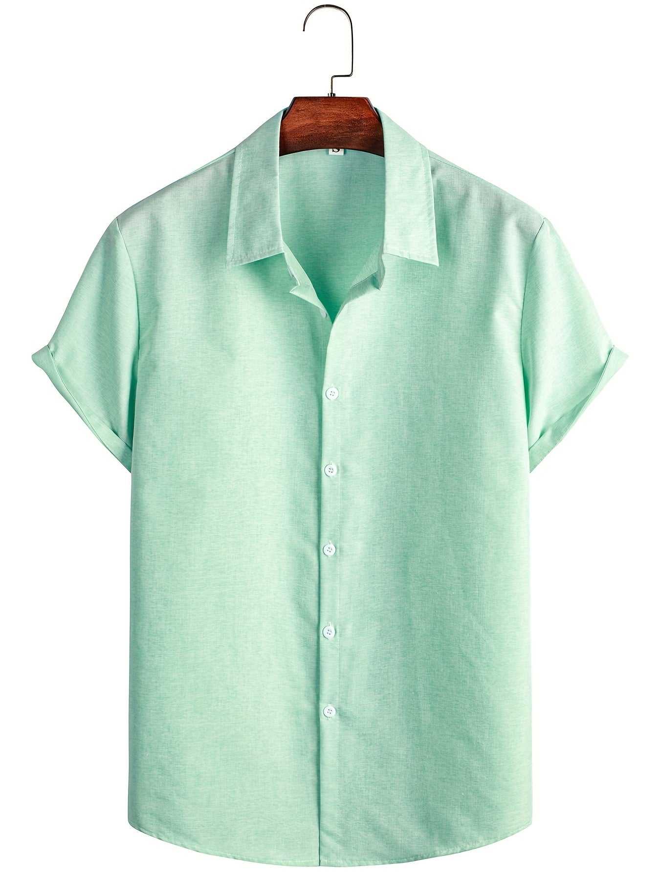 Short Sleeve Solid Button Down Shirt for Work & Comfort