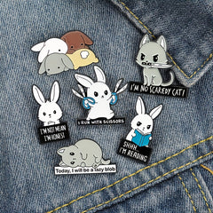 6pcs Animals Alloy Brooch Cartoon Rabbit Hamster Letter Anti-slip Button