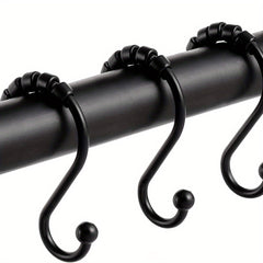 12pcs S-shaped Roller Shower Curtain Hooks Rust-proof Bathroom Accessories