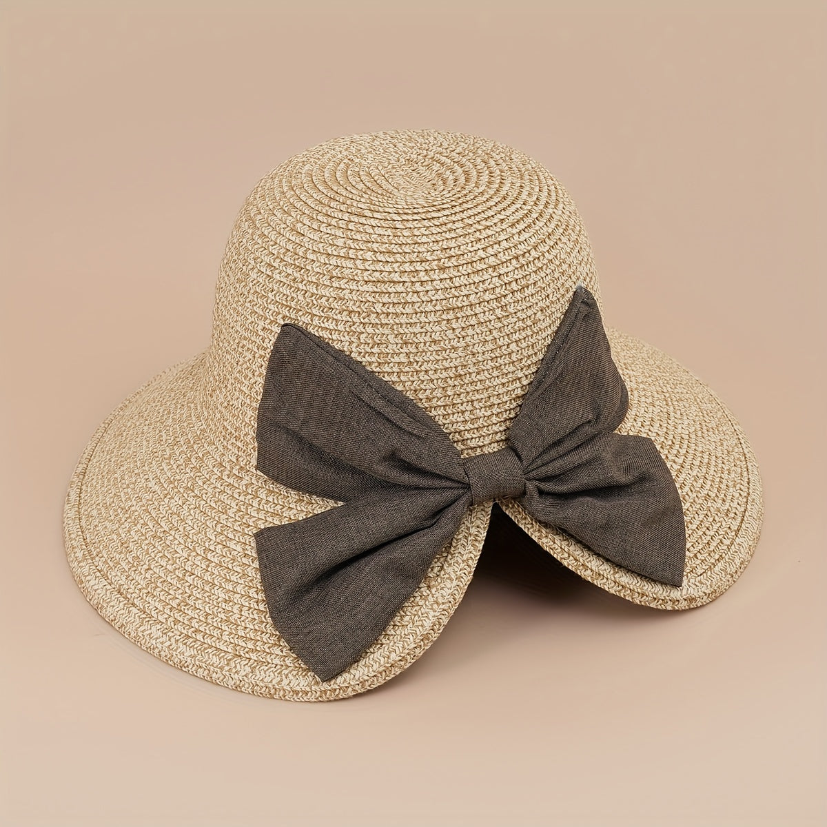 Wide Brim Straw Sun Hat with Bow for UV Protection