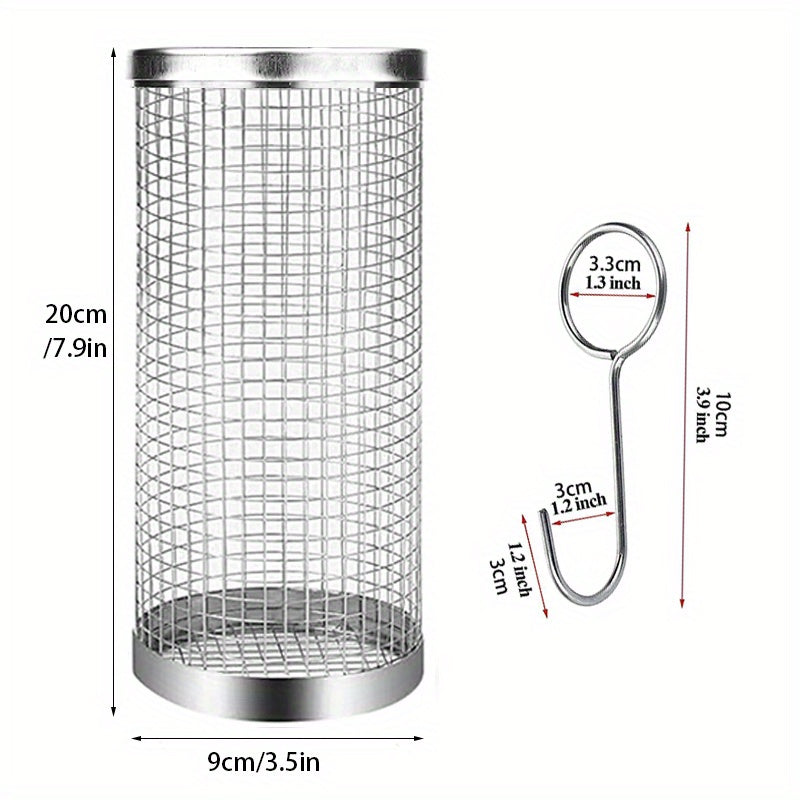 5pcs Stainless Steel BBQ Cage Grill Cage Seasoning Filter BBQ Fork