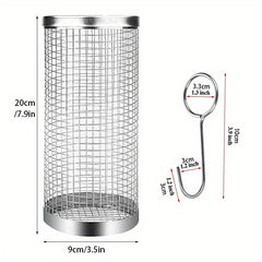 5pcs Stainless Steel BBQ Cage Grill Cage Seasoning Filter BBQ Fork