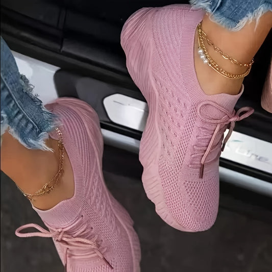 Women's Lightweight Mesh Sneakers Low Top Lace Up Casual Shoes