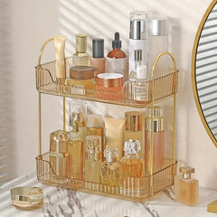 Stylish Bathroom Counter Organizer with Cosmetic Holder and Storage Shelf