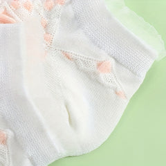 5 Floral Print Ruffle Ankle Socks Women's Stockings
