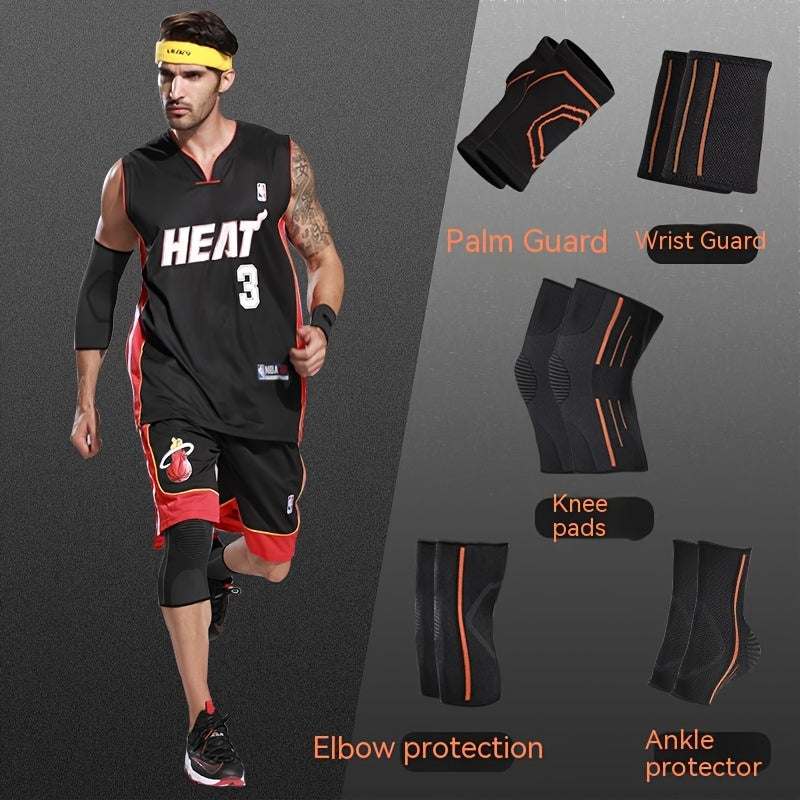 Men's Knee, Elbow, Wrist Guards Set Sports Protective Gear Basketball Pads
