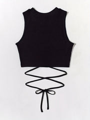 Sexy Lace Up Tie Back Tank Top Womens Crop Top