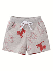 Girls Dog Casual Shorts Drawstring Waist Comfortable For Summer